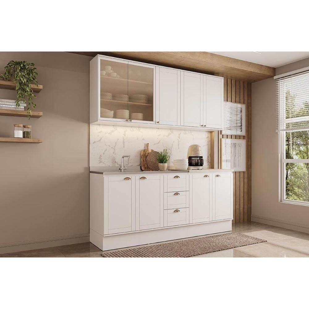 Cozinha Completa Bella 4 Peças (2Aéreos+2Balcões) C4P249 Branco - Carraro