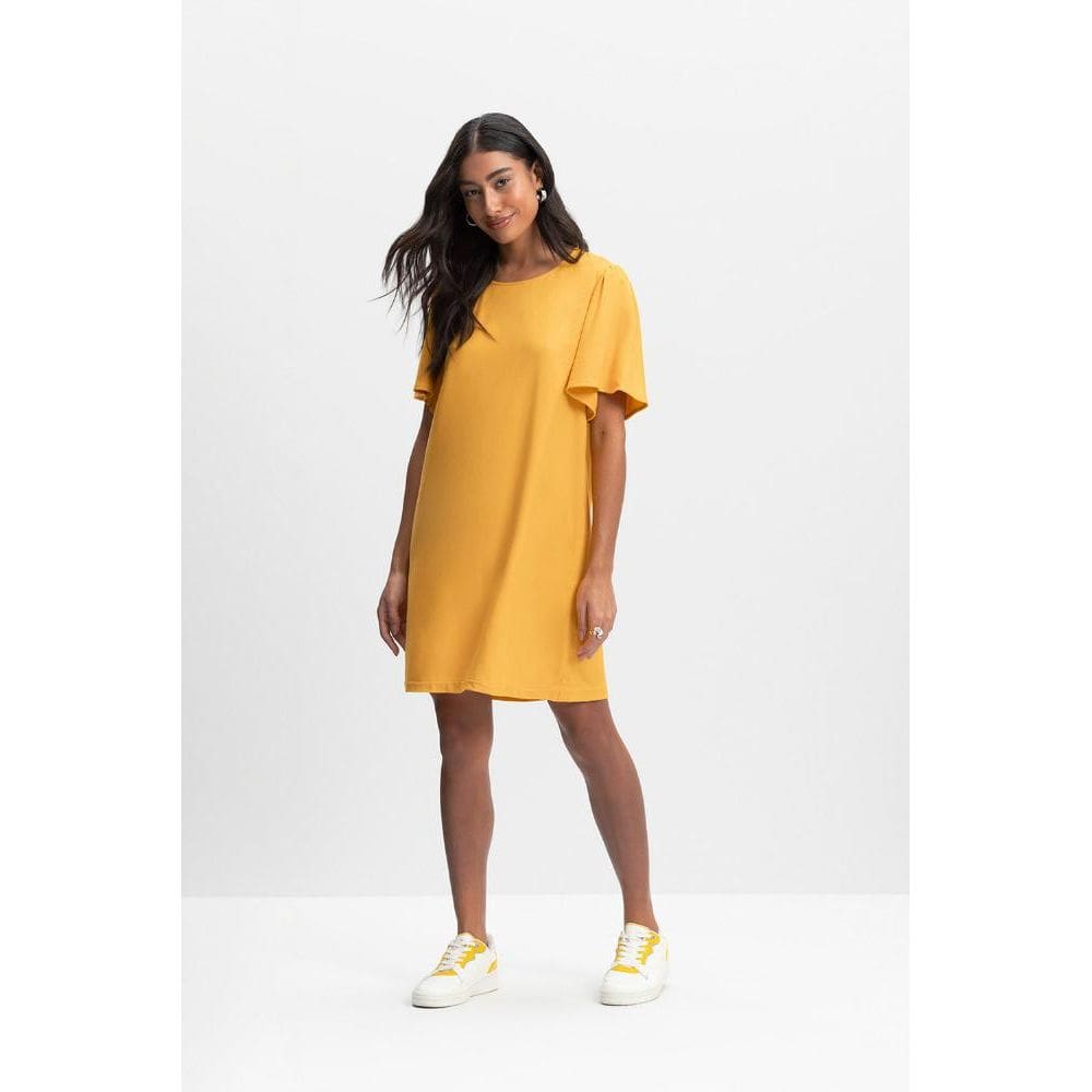 Vestido Feminino Em Viscose Essendi Amarelo Médio