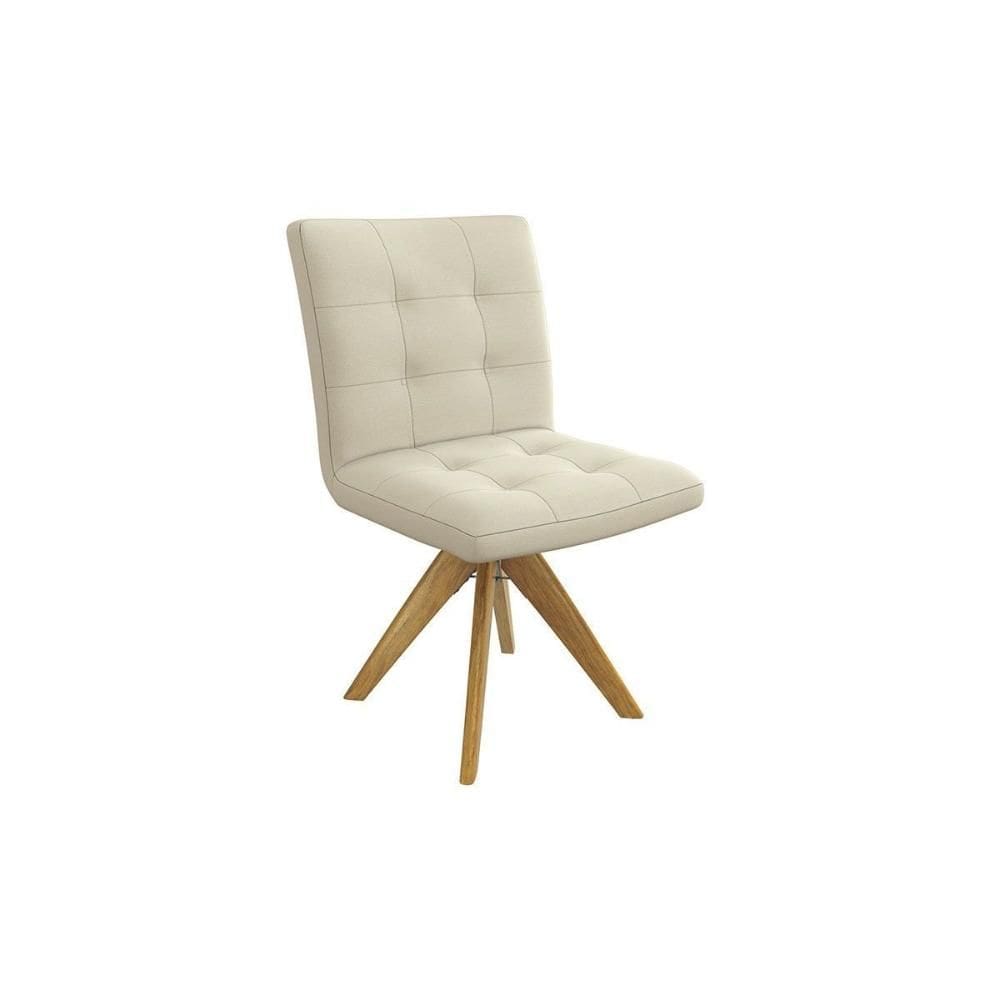 Cadeira Sala de Jantar Nice 1C001CA Premium Madeira Maciça 1 Un Carvalho/Linho Bege Argila - Kappesberg