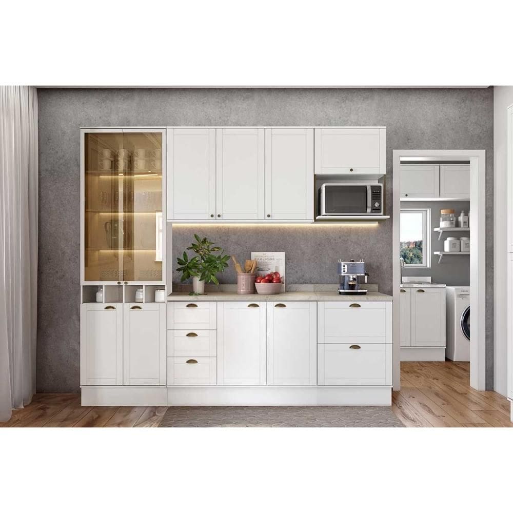 Cozinha Completa Bella 5 Peças (2Aéreos+2Balcões+1Paneleiro) C5P143 Branco - Carraro