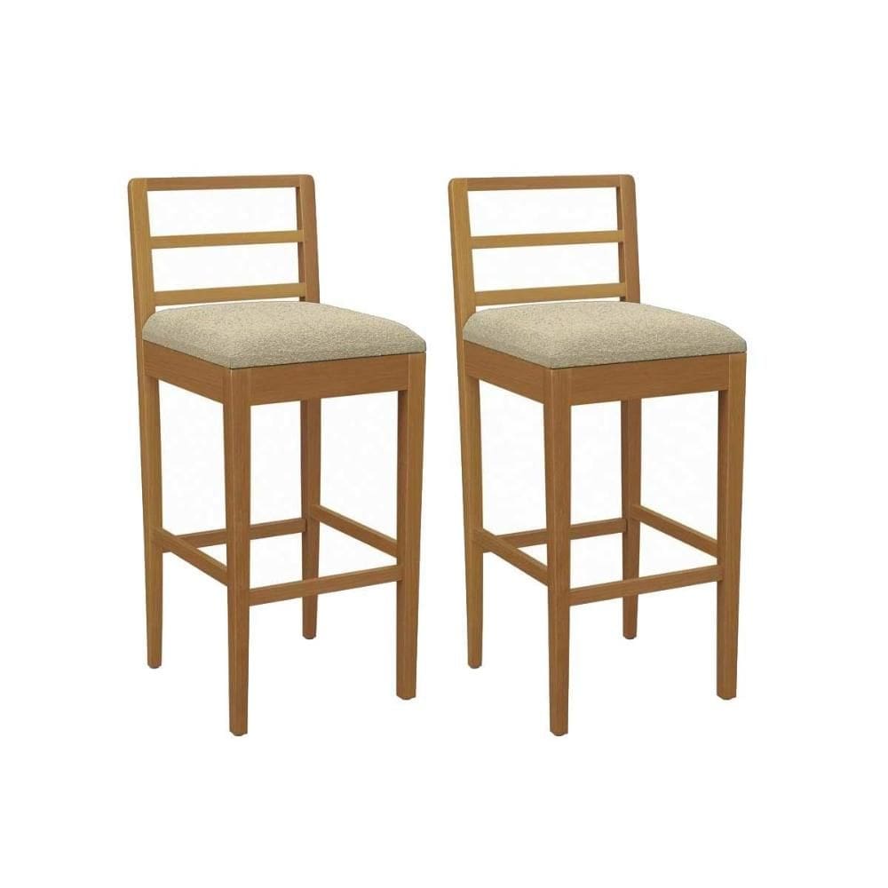 Banqueta Sala de Jantar Sofia 1BMM006CA Premium Madeira Maciça Kit 2 Un Carvalho/Boucle Bege - Kappesberg