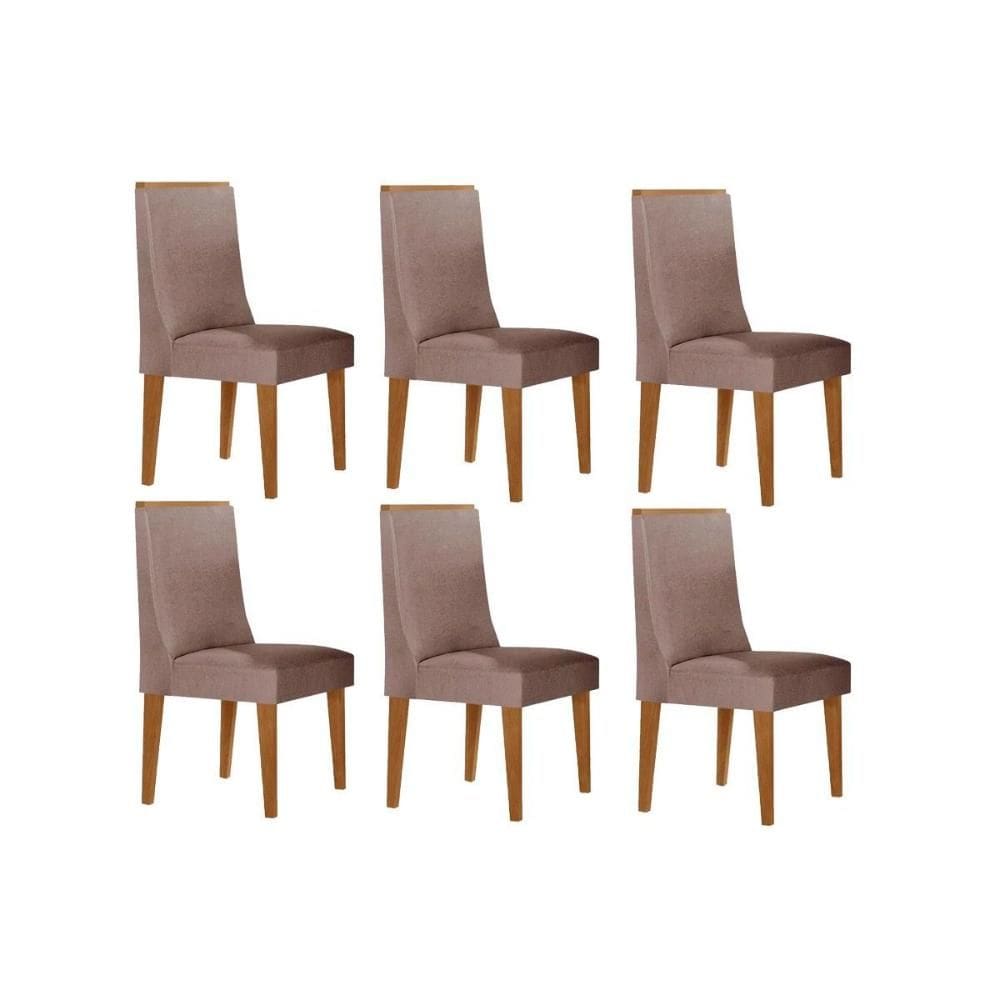 Cadeira Sala de Jantar Dakota Kit 6 Un Naturale/Linho Capuccino - Rufato