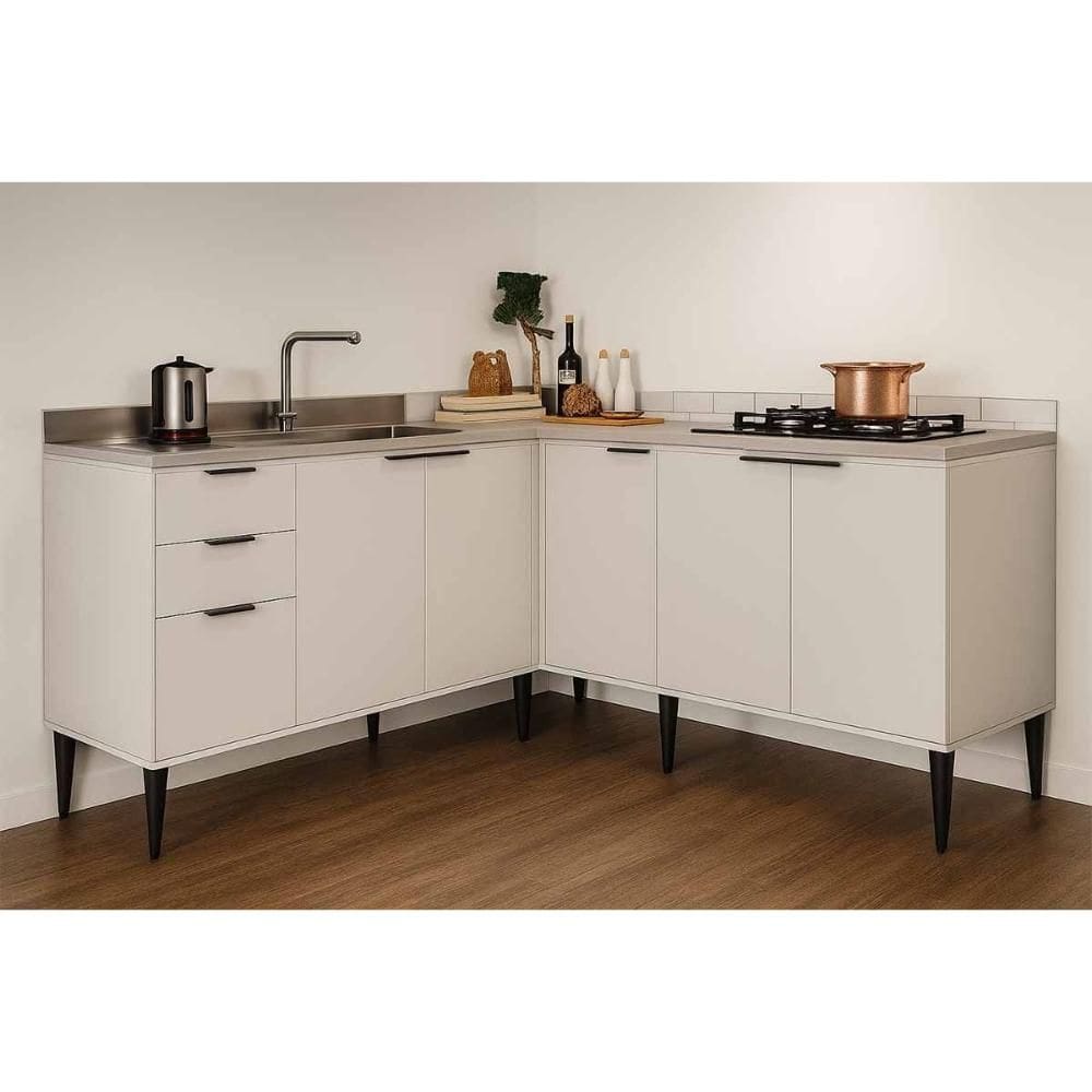 Cozinha Completa Alpha 3 Peças (3Balcões) C3P40 Branco - Carraro