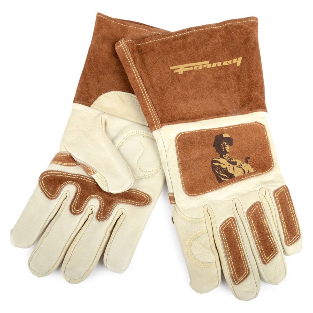 Luvas de soldagem Forney 53410 masculinas grandes brancas marrons