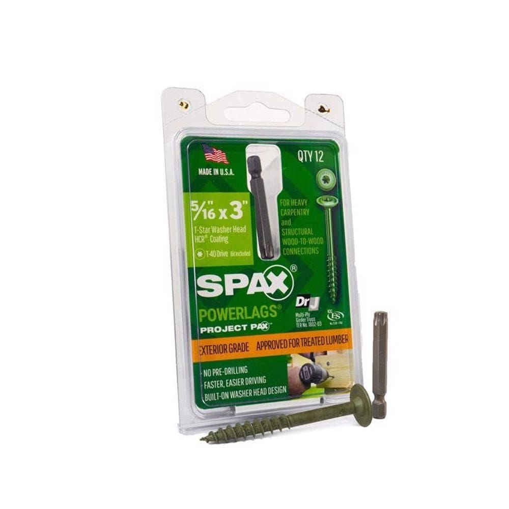 Parafuso estrutural SPAX PowerLag 5/16” x 7,6 cm Preto 12 unidades