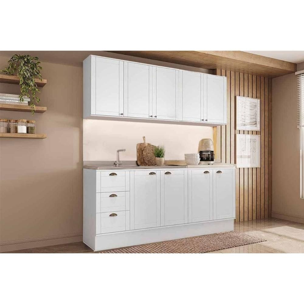 Cozinha Completa Bella 4 Peças (2Aéreos+2Balcões) C4P216 Branco - Carraro