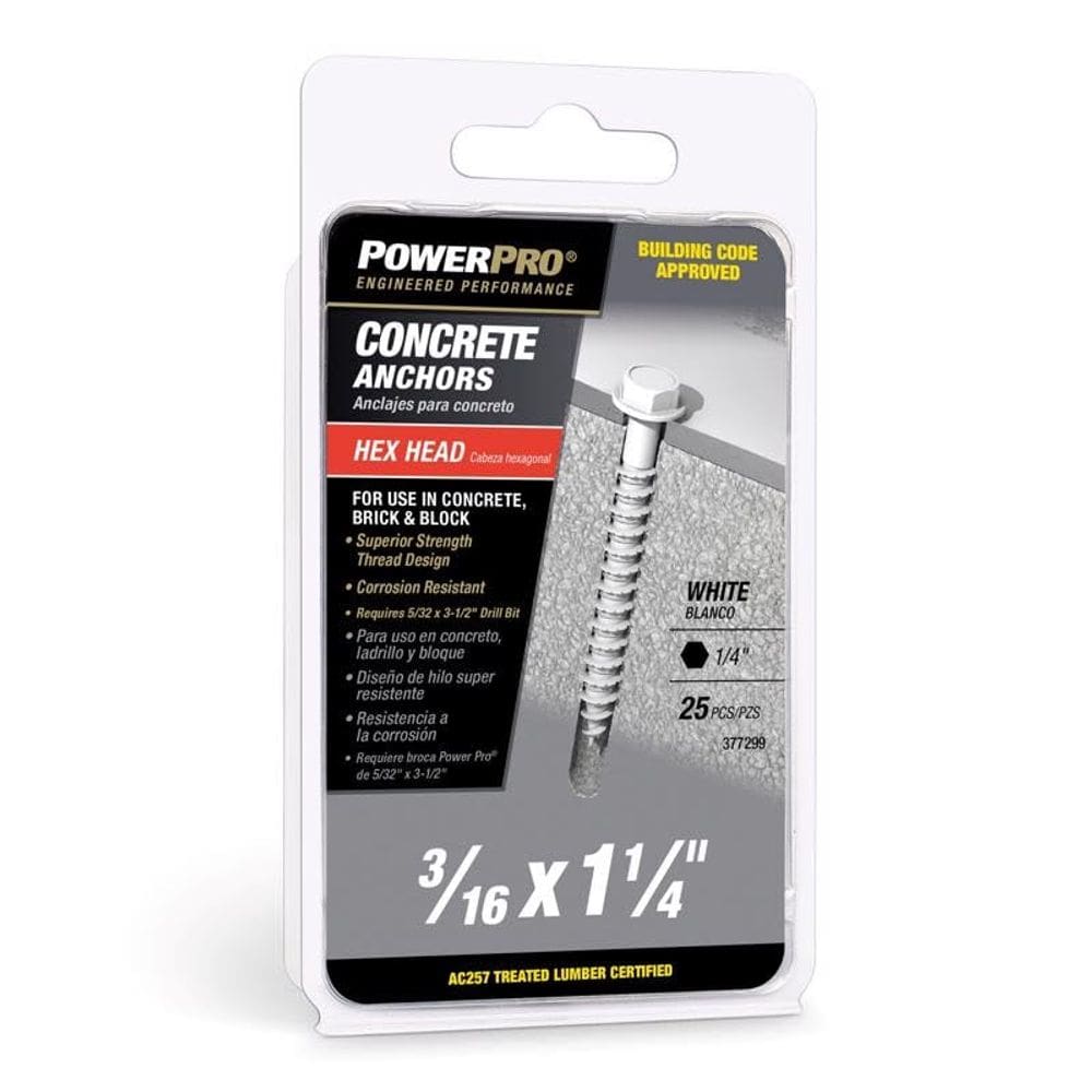 Âncora de parafuso de concreto Hillman Power Pro 3/16” x 3,2 cm 25 unidades