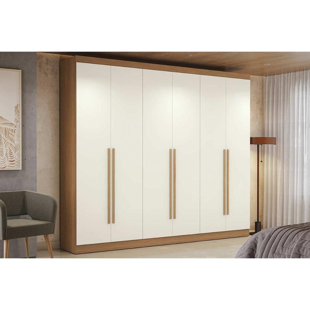 Guarda Roupa Casal 6 Portas e 3 Gavetas T580 Canela/Off White - Kappesberg
