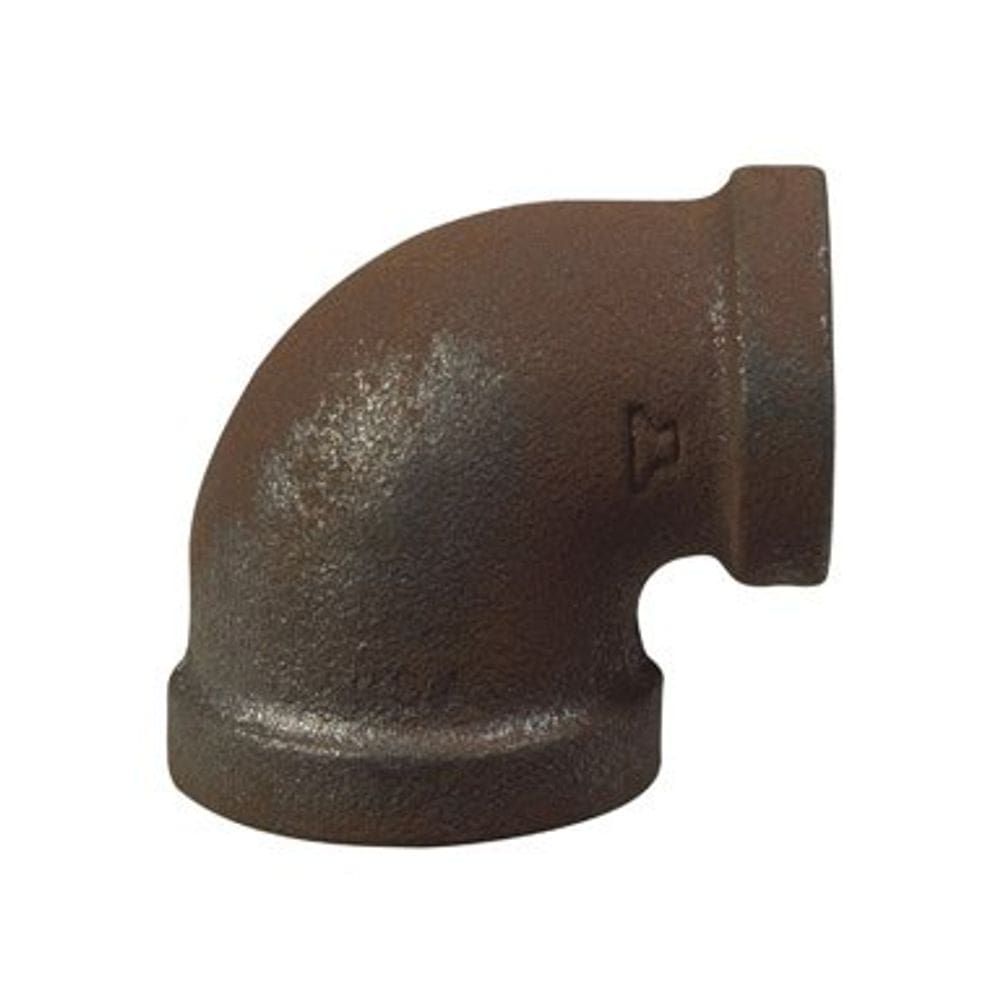 Cotovelo de ferro maleável Anvil 3/4” FPT x 1/2” FPT preto