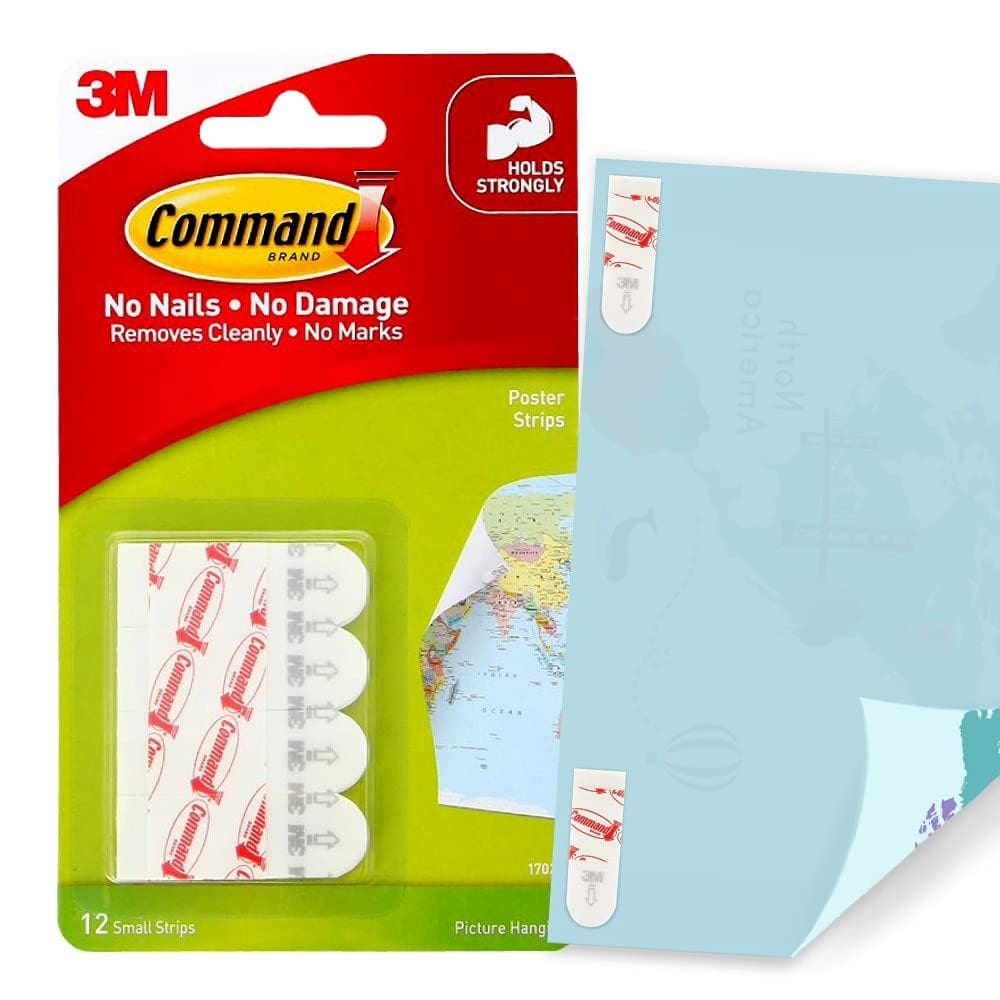 Tiras Adhesivas para Póster Command, Soporte de 0.45 kg, Blancas, Paquete de 12