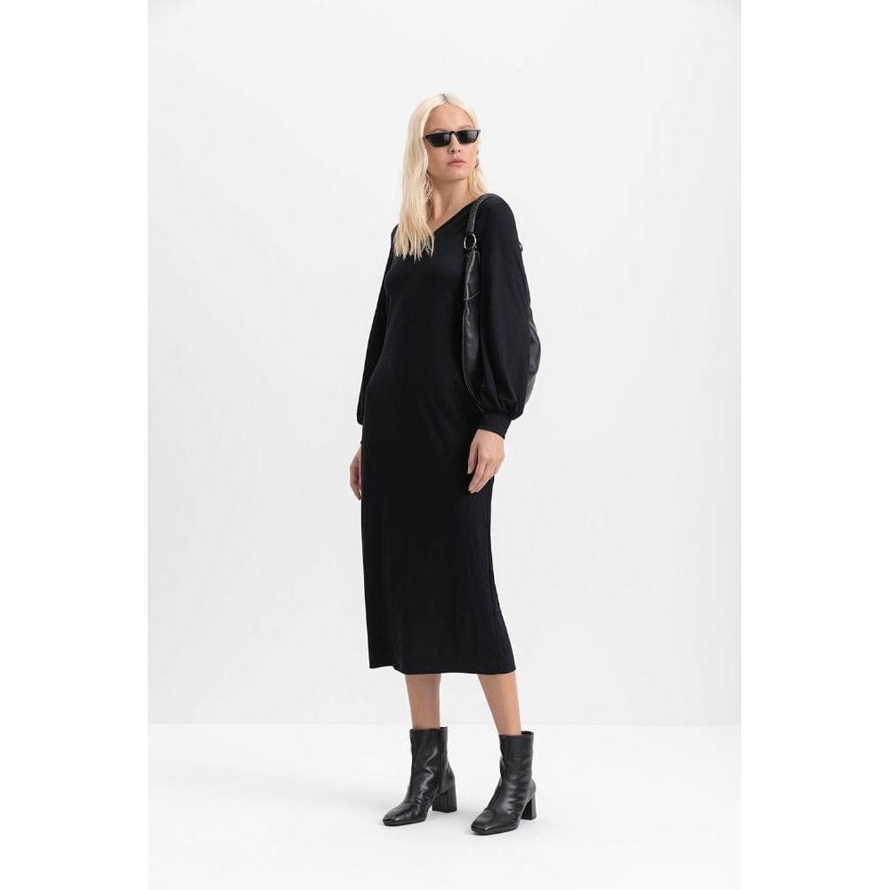 Vestido Mini Feminino Em Ponto Roma Essendi Preto
