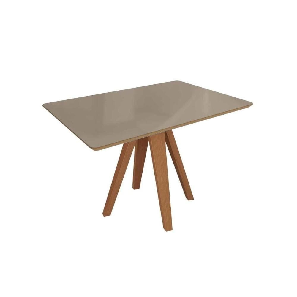 Mesa de Sala Jantar Duna Madeira Maciça c/ Tampo Madeirado c/ Vidro 120x80cm Carvalho/Freijo Bronze - Kappesberg