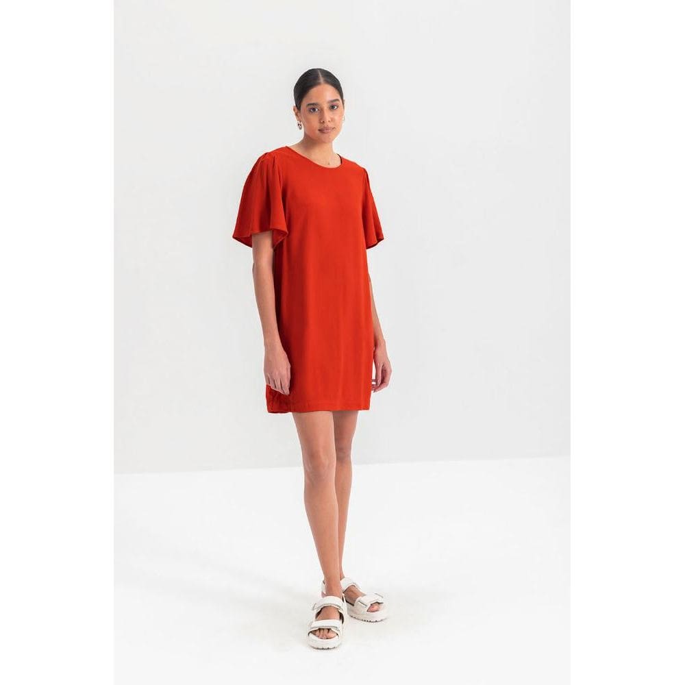 Vestido Feminino Em Viscose Essendi Laranja Médio