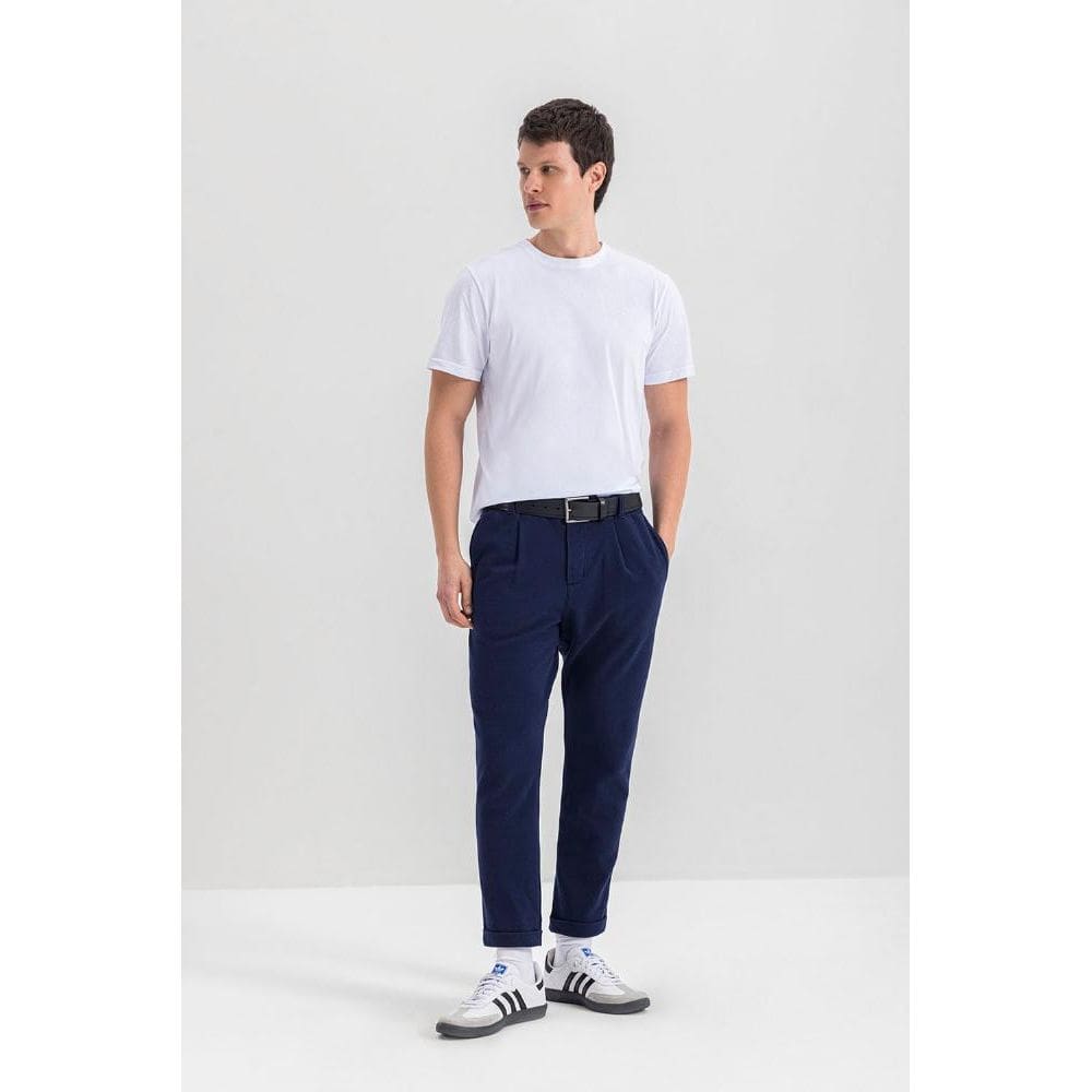 Calça Masculina Em Piquet Essendi Azul Escuro