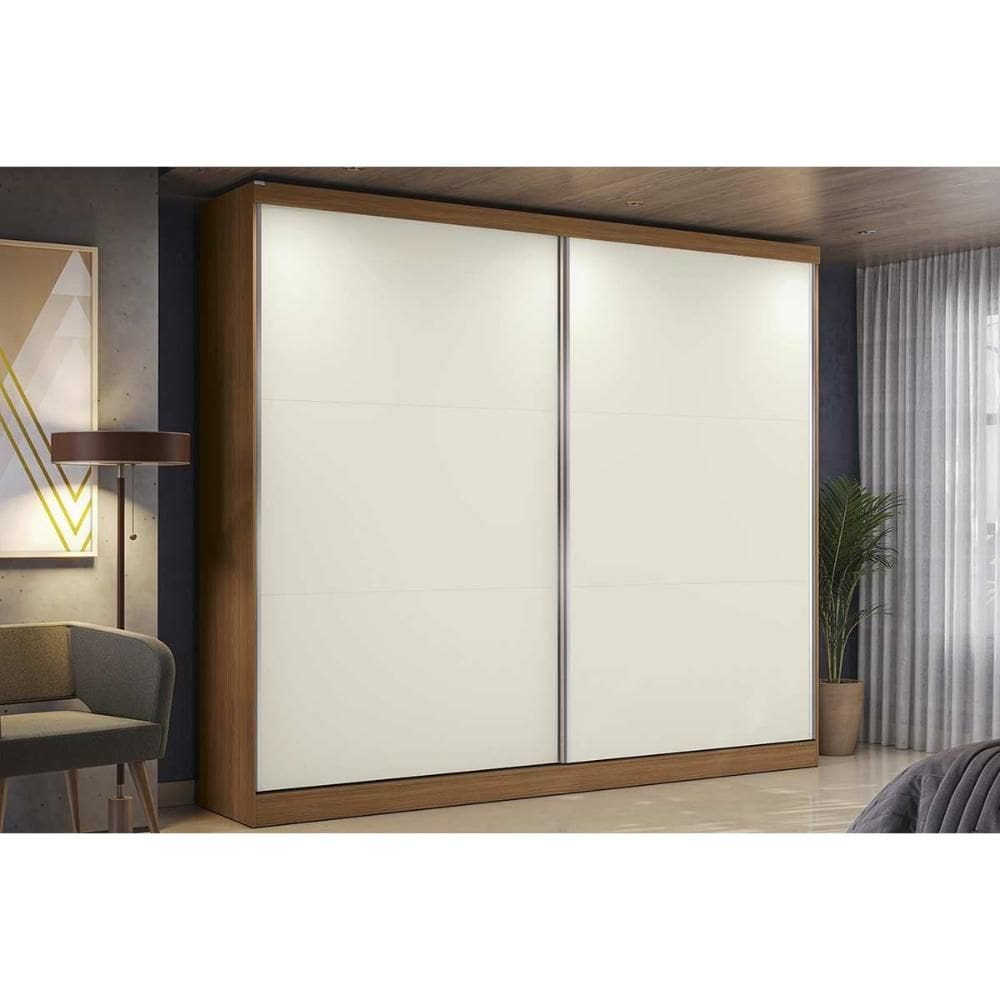 Guarda Roupa Casal 2 Portas de Correr e 4 Gavetas T583 Canela/Off White - Kappesberg