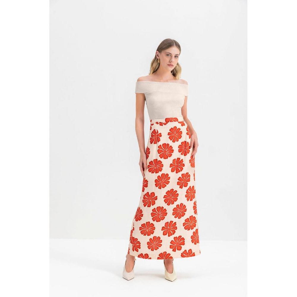 Saia Feminina Viscose Essendi Off White