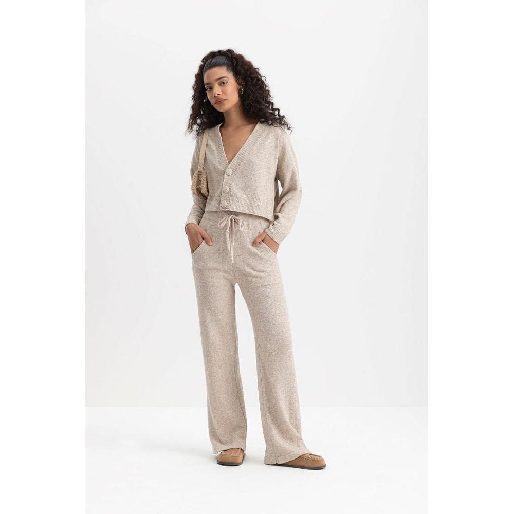 Cardigan Feminino Em Tricot Essendi Off White