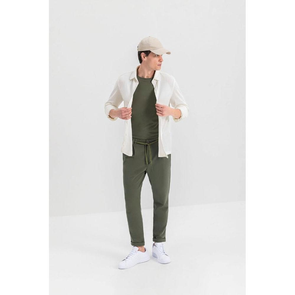 Calça Masculina Em Piquet Essendi Verde Escuro
