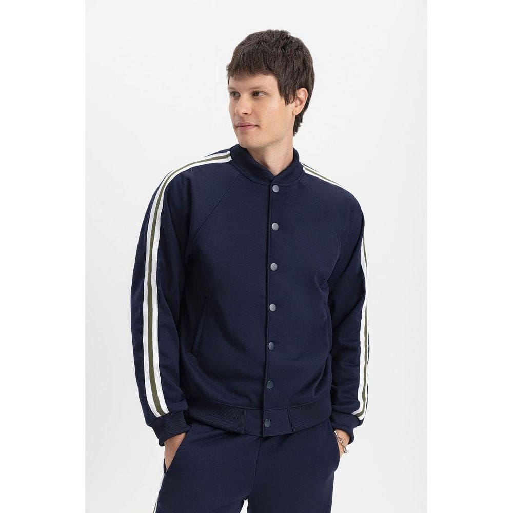 Jaqueta Bomber Masculina Em Moletom Essendi Azul Escuro