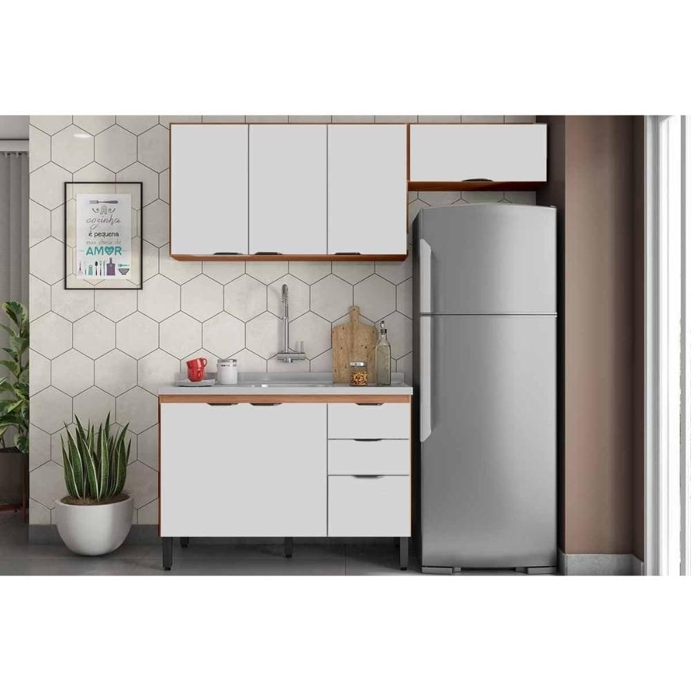 Cozinha Completa Firenze 3 Peças (1Balcão+2Aéreos) C3P50 Amendola/Nude Prime TX - Demóbile