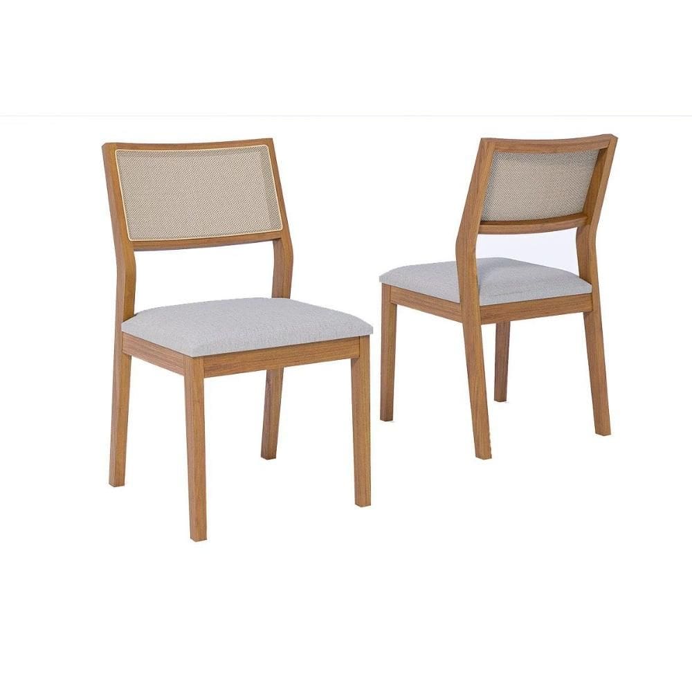 Cadeira Sala de Jantar Oiti Kit 2 Un Carvalho/Linho Cinza/Tela - Cimol