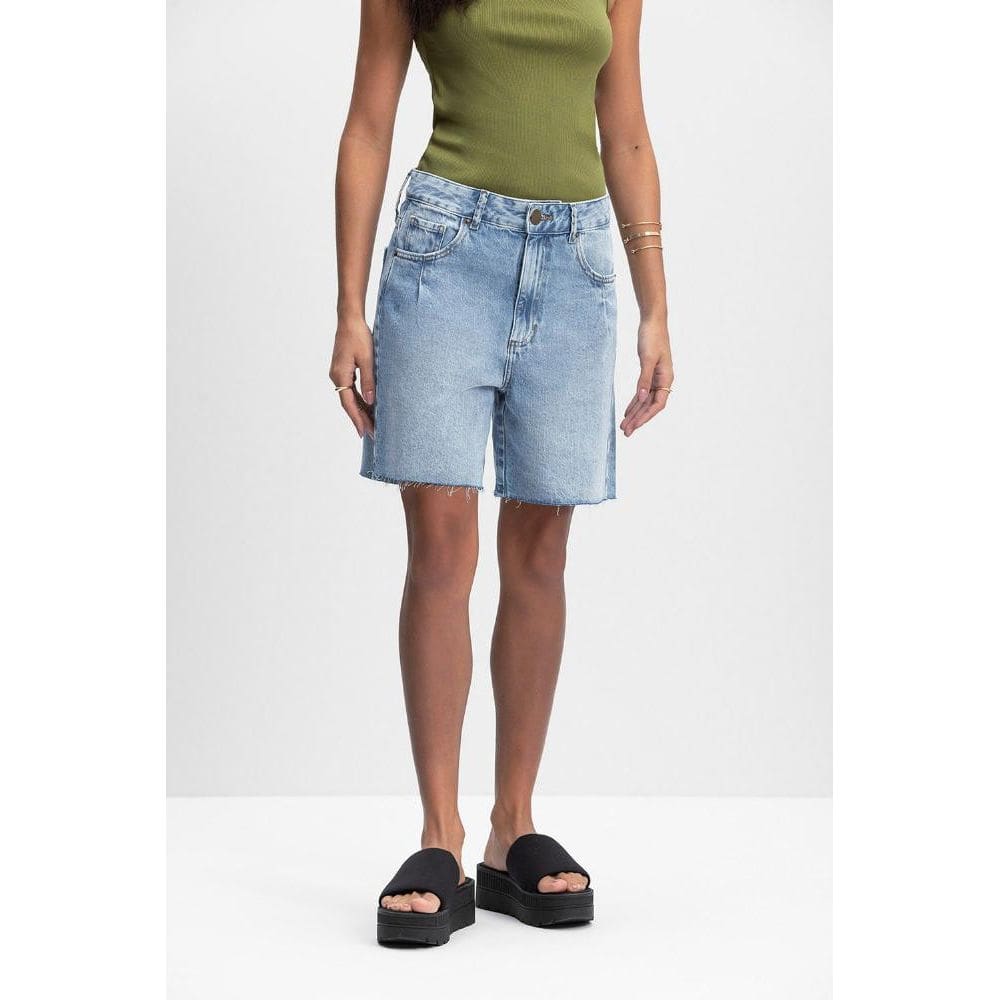 Bermuda Feminina Em Jeans Essendi Jeans Escuro