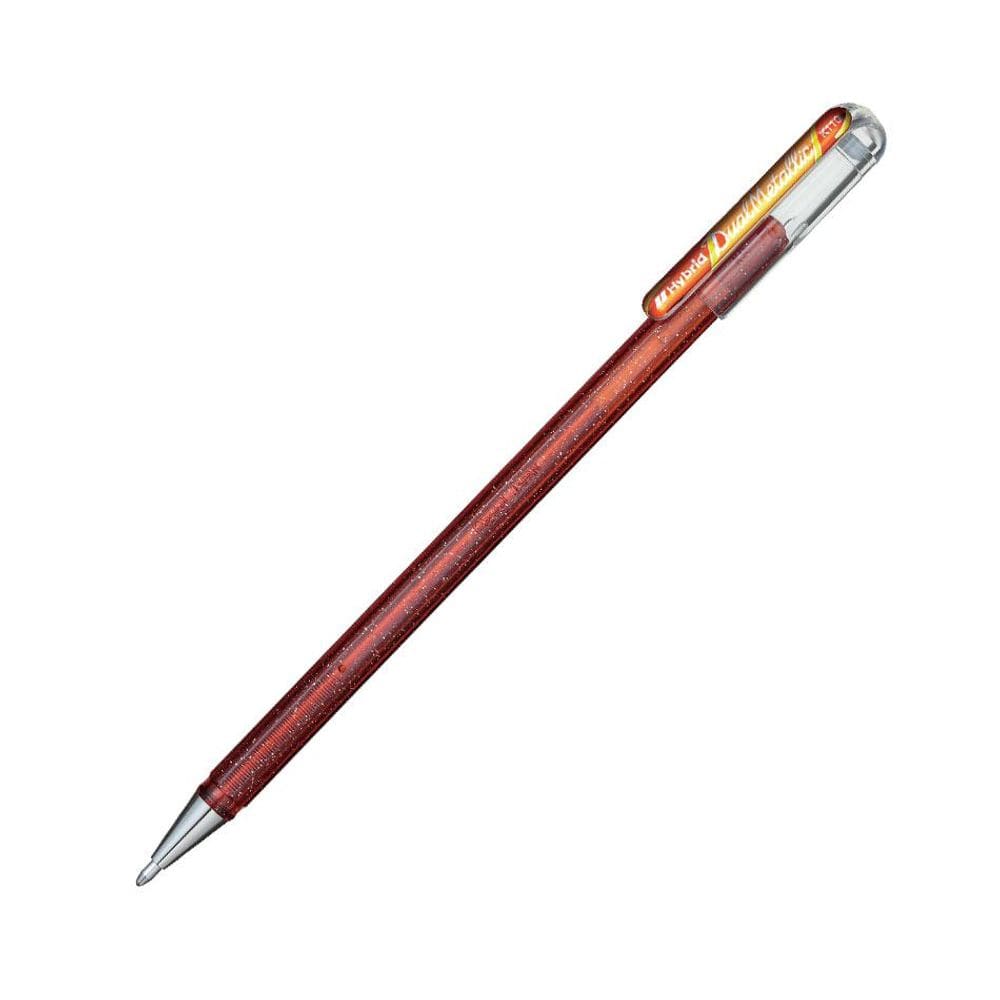 Caneta gel 1.0mm Hybrid Dual Metallic Laranja/Amarela Pentel