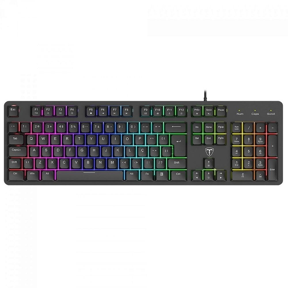 Teclado Gamer T-Dagger Echo, RGB, Membrana, Full Size, ABNT2, Preto