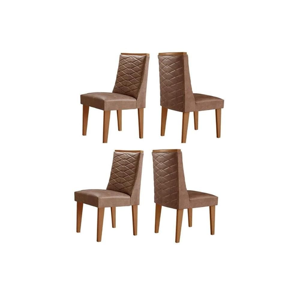 Cadeira Sala de Jantar Dafne Kit 4 Un Madeira Capuccino/Corano Capuccino - Rufato