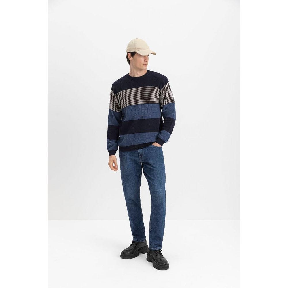 Suéter Masculino Em Tricot Essendi Azul Escuro