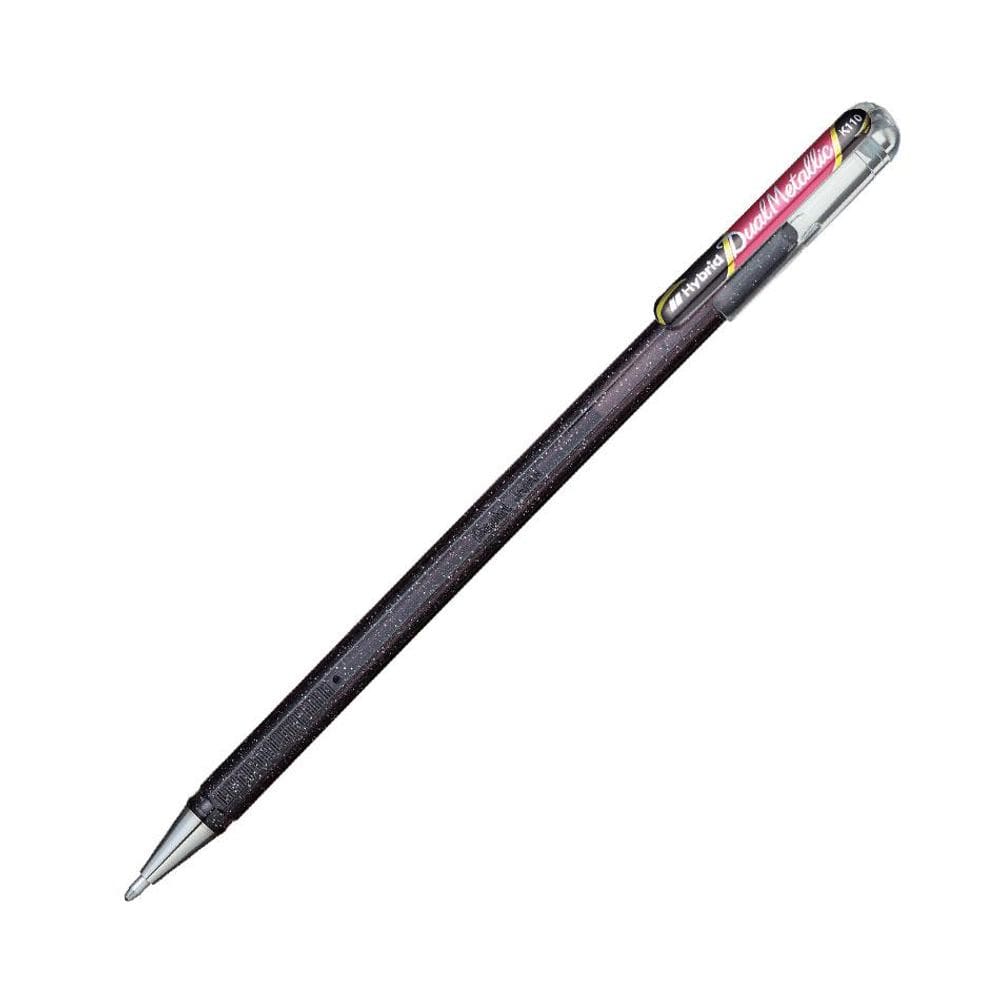 Caneta gel 1.0mm Hybrid Dual Metallic Preto/Vermelho -Pentel