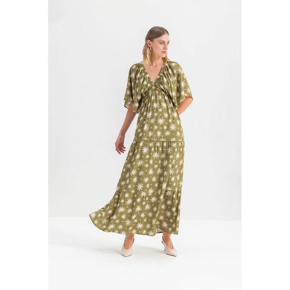 Vestido Feminino Em Viscose Essendi Verde Médio