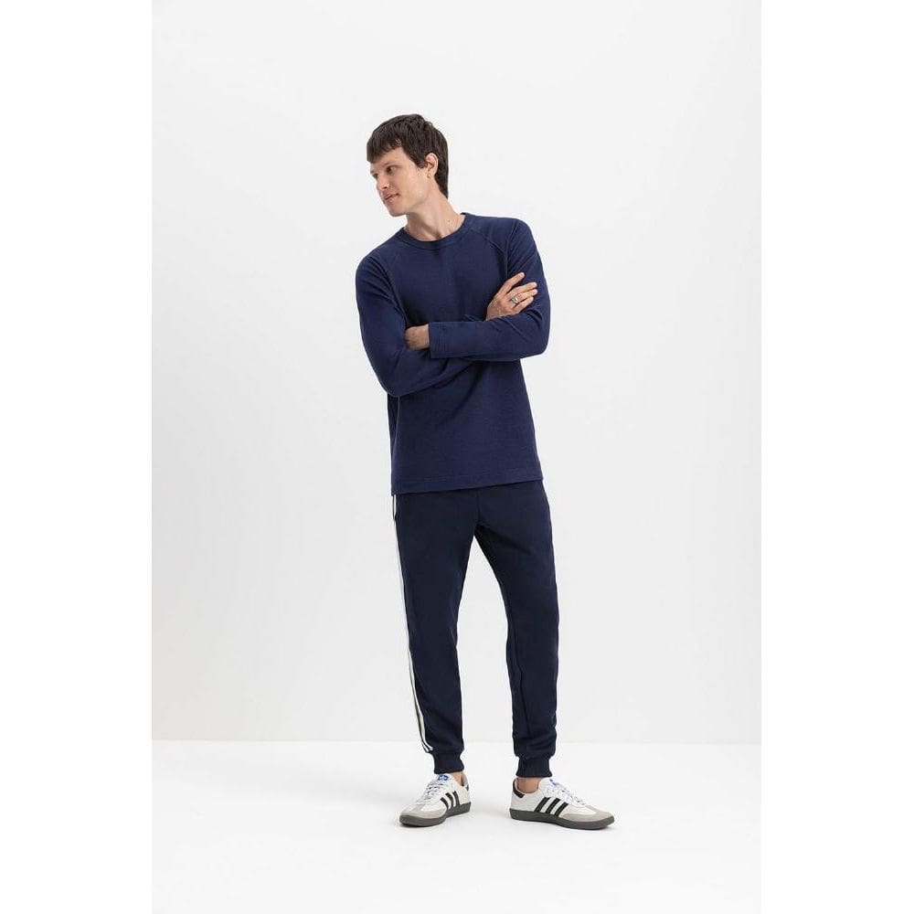 Calça Jogger Masculina Em Moletom Essendi Azul Escuro