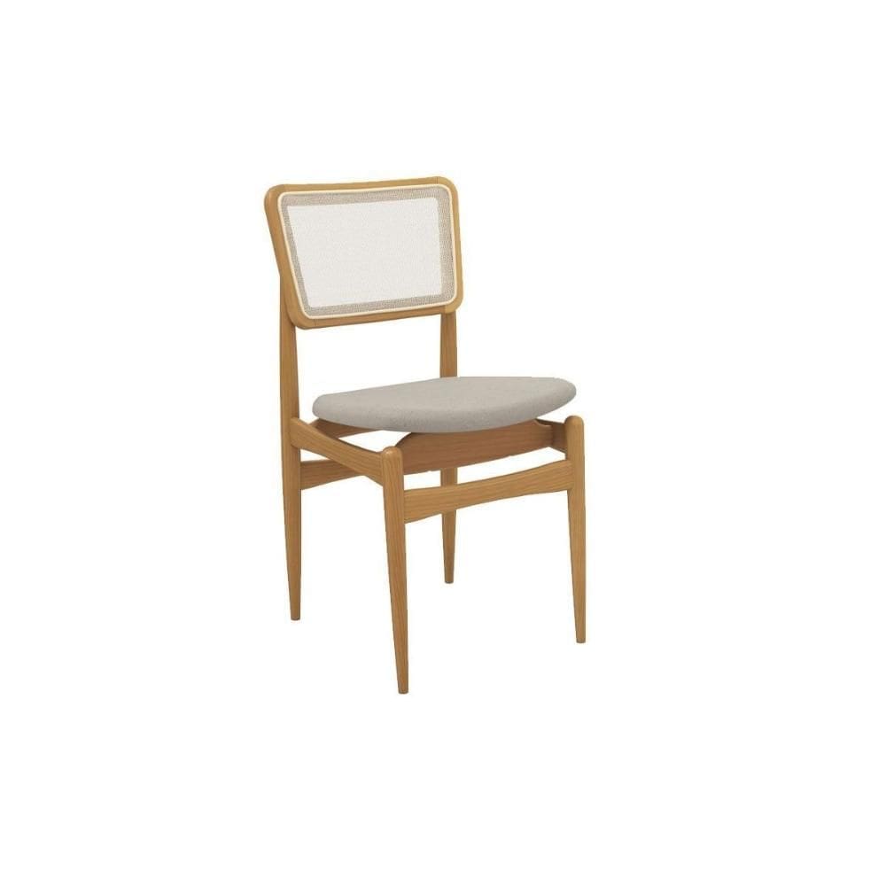 Cadeira Sala de Jantar Stela 1CMM013CA Premium Madeira Maciça 1 Un Carvalho/Linho Bege Argila/Tela Bege - Kappesberg