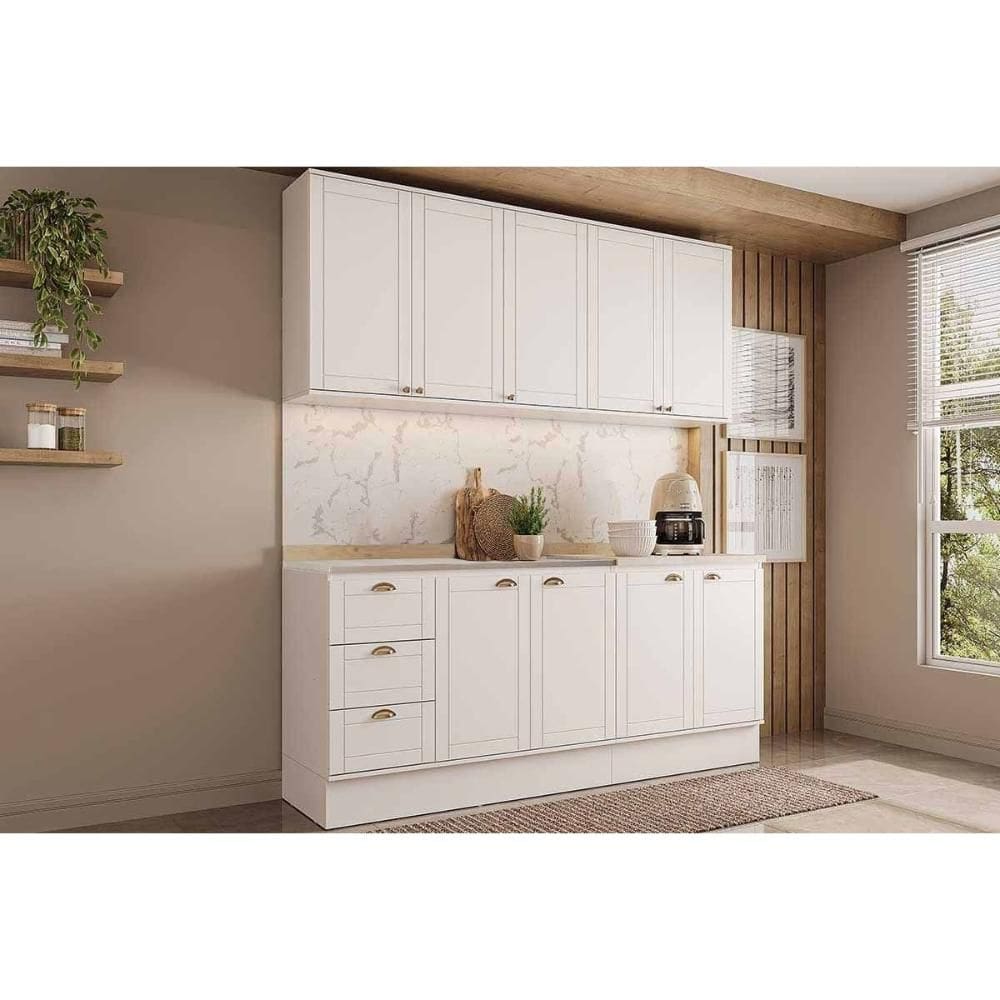 Cozinha Completa Bella 4 Peças (2Aéreos+2Balcões) C4P252 Branco - Carraro