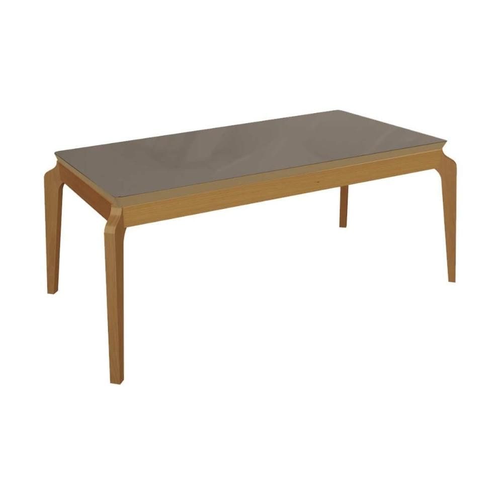Mesa de Sala Jantar Petra Madeira Maciça c/ Tampo Madeirado c/ Vidro 200x100cm Carvalho/Freijo Bronze - Kappesberg