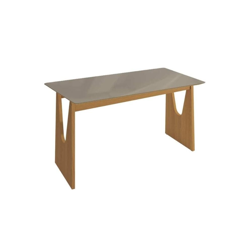 Mesa de Sala Jantar Mila Premium Madeira Maciça c/ Tampo Madeirado c/ Vidro 120x80cm Carvalho/Freijo Bronze - Kappesberg