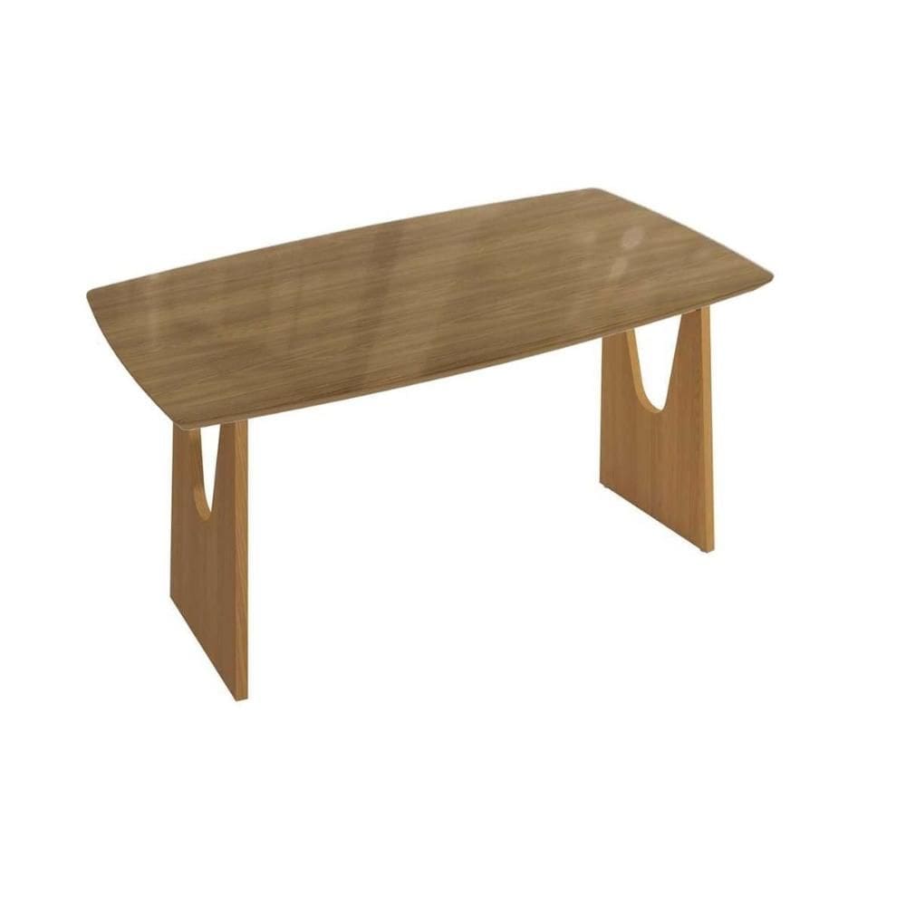 Mesa de Sala Jantar Mila Premium Madeira Maciça c/ Tampo Madeirado c/ Vidro 170x90cm Carvalho/Freijo Bronze - Kappesberg