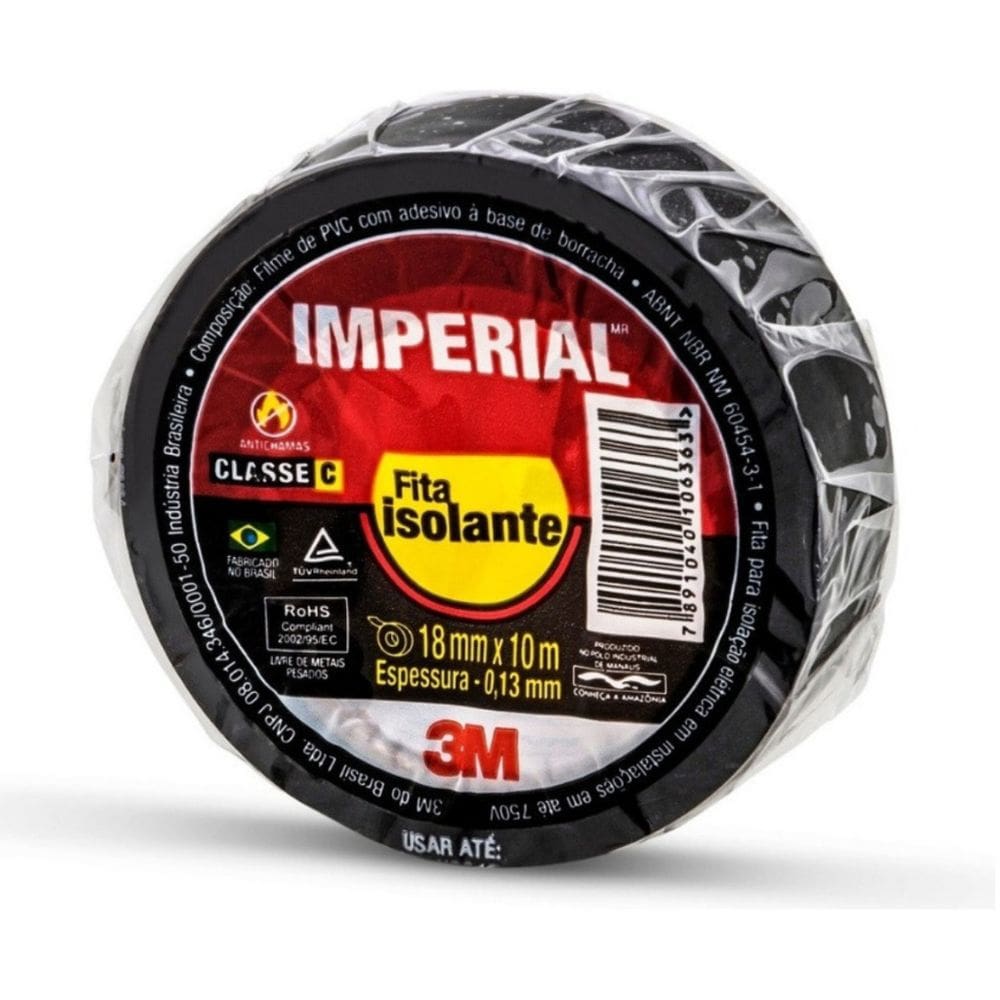 Fita Isolante 3M Imperial 18mm 10 metros Uso Domestico e Profissional