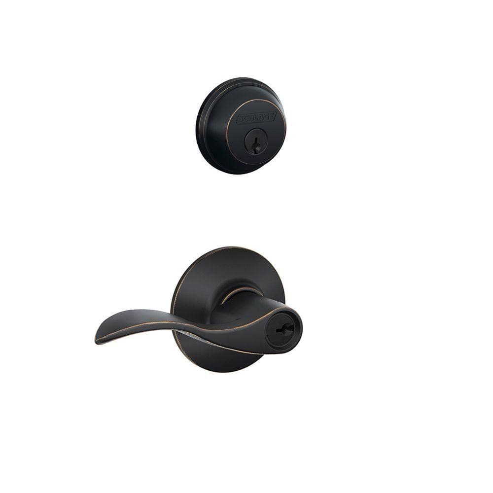 Fechadura de porta Schlage FB50N V Acc 716 de cilindro único em bronze envelhecido