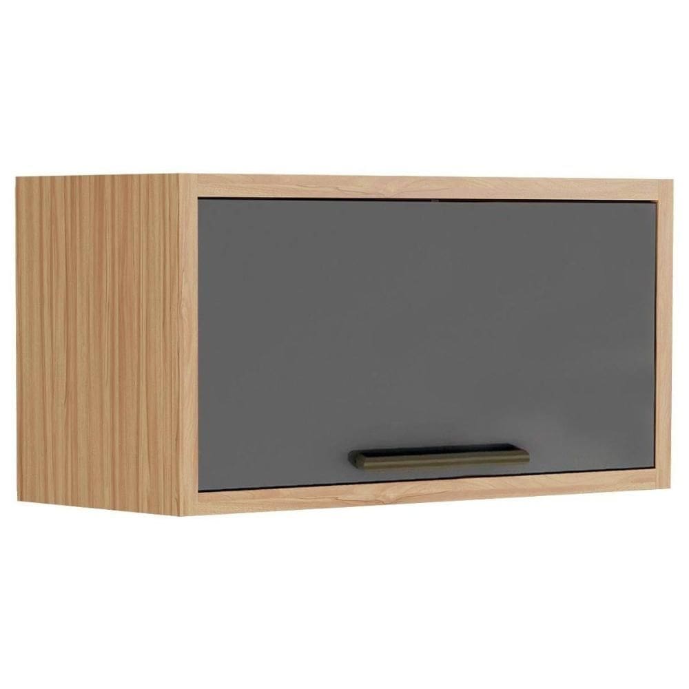 Armário Aéreo p/ Cozinha Syrah Geladeira c/ 1 Porta Basculante 80cm Amendoa/Grafite - Ronipa
