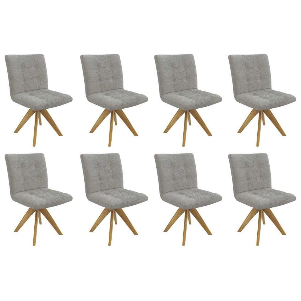 Cadeira Sala de Jantar Nice 1C001CA Premium Madeira Maciça Kit 8 Un Carvalho/Boucle Cinza - Kappesberg