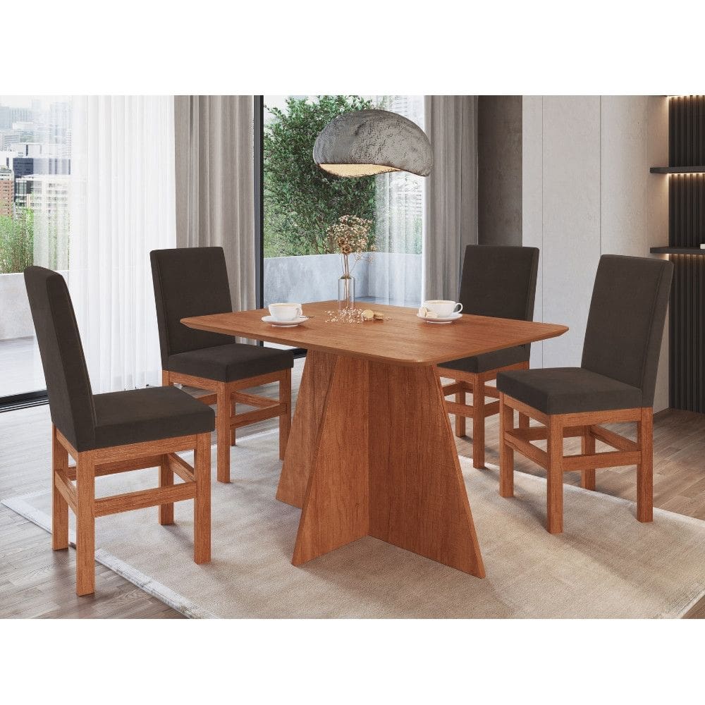 Conjunto Sala de Jantar Mesa 120cm e 4 Cadeiras Joli 150/14 Zamarchi