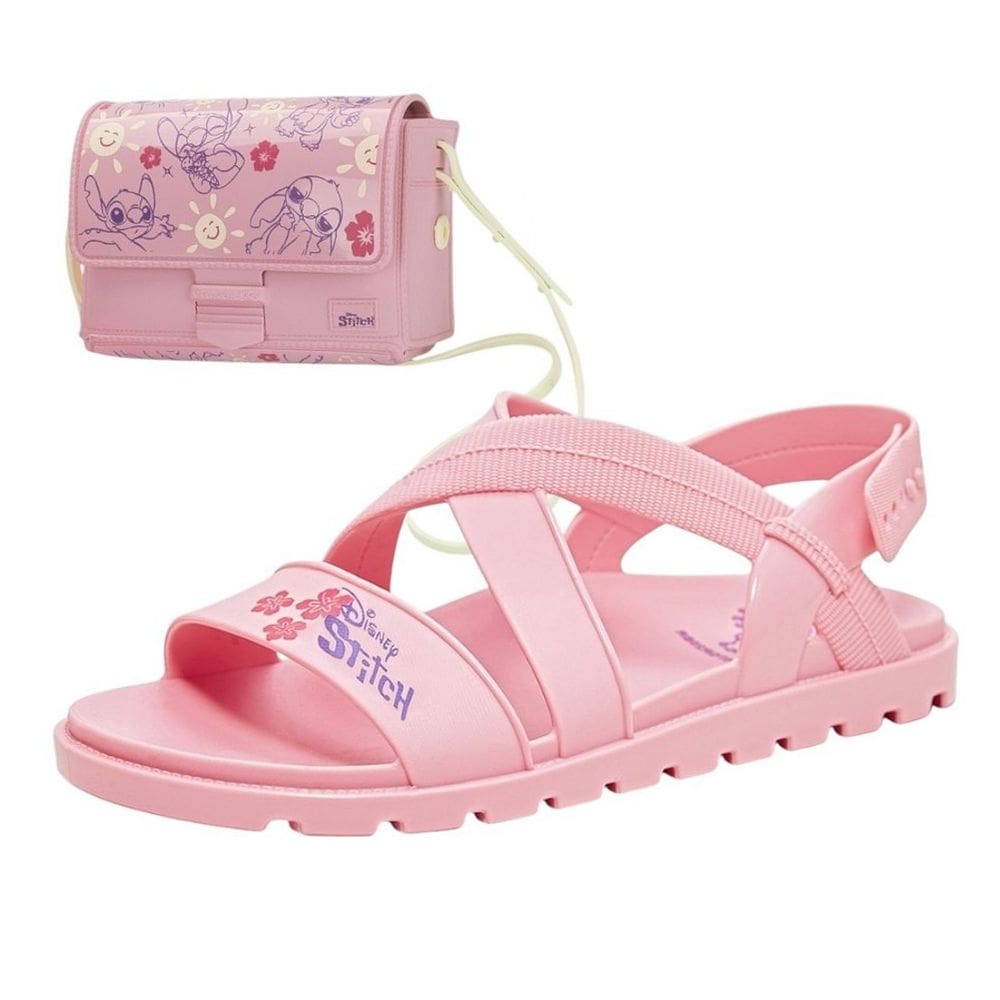 Sandália Infantil Menina Fácil Calce Ajustável Disney Stitch