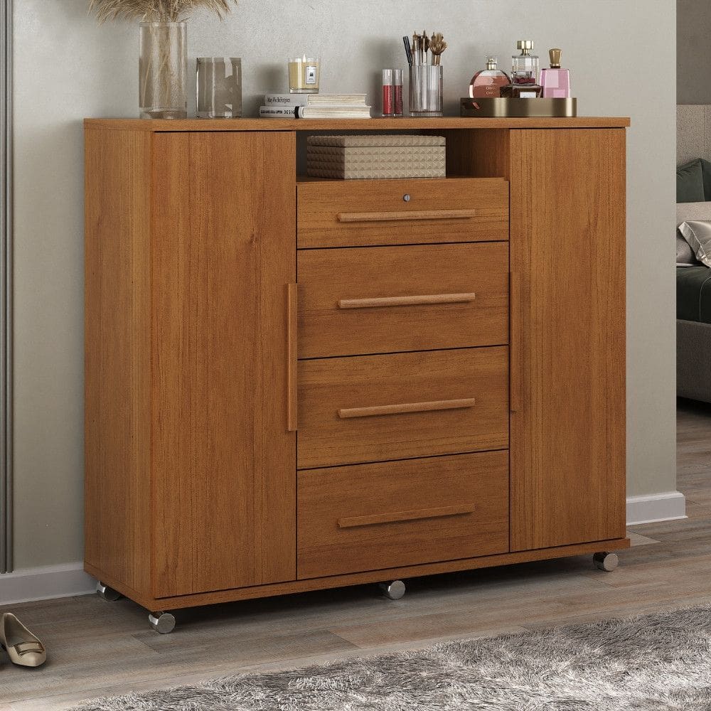 Cômoda 4 Gavetas 2 Portas Versátil Zanzini