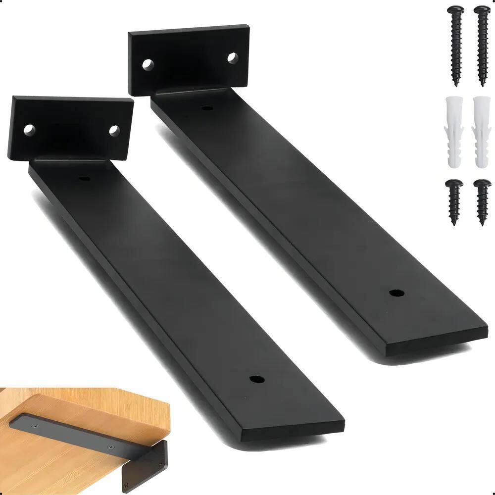 3X 30Cm - Mão Francesa Cantoneira Preta Invisível - Rio Desi