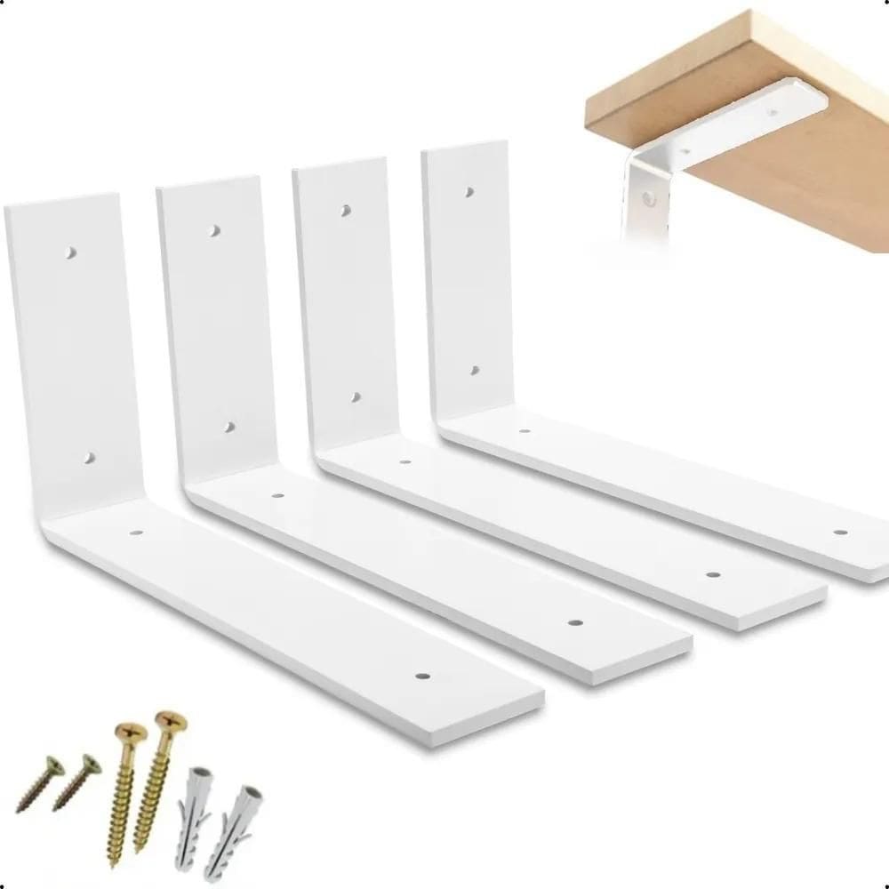 3X 15Cm - Mão Francesa Cantoneira Branco Invertida - Rio Des