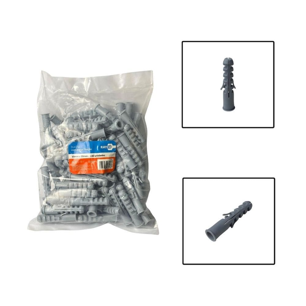 Pacote Bucha Fixa Com Anel 10X50Mm 100 Unidades