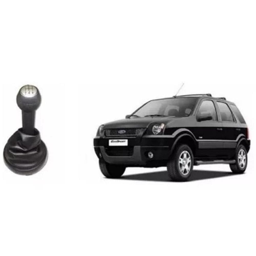 Manopla Câmbio Prata Coifa Aro Preto Ecosport 2003 A 2007