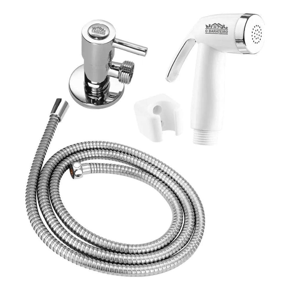 3X Chuveirinho Ducha Higiênica Completa Cor Branco Com Mangu